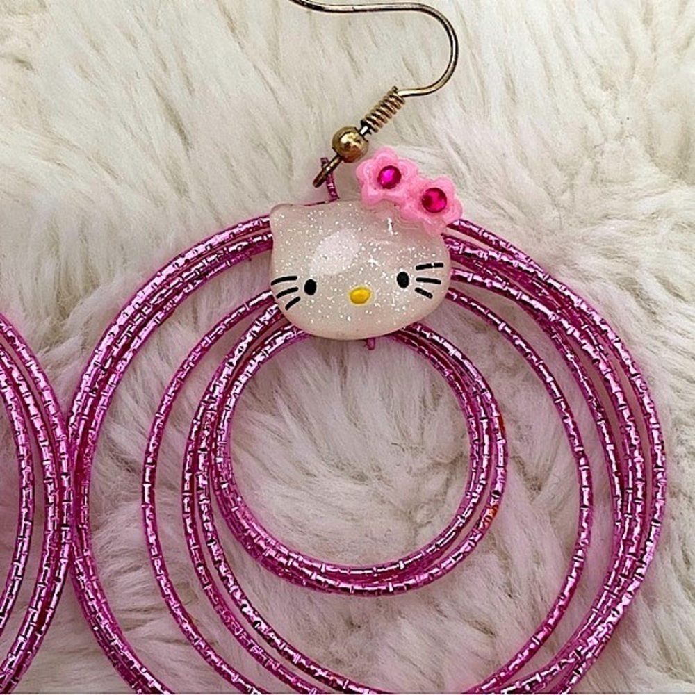 Hello Kitty Pink Hoop Earrings New